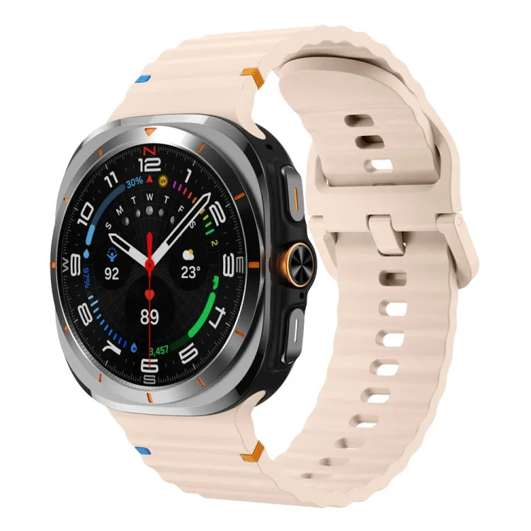 Wavy Grain Stitched Silicone Watch Band, For Samsung Galaxy Watch Ultra 47mm / Ultra 2025