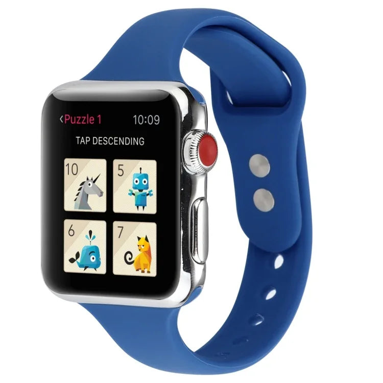 Thin Silicone Double Buckle Replacement Wrist Strap, For Apple Watch Series 7 41mm / 6 & SE & 5 & 4 40mm / 3 & 2 & 1 38mm, For Apple Watch Series 8&7 41mm / SE 2&6&SE&5&4 40mm / 3&2&1 38mm