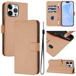 Skin Feel Solid Color Leather Phone Case with Lanyard, For iPhone Air, For iPhone 16 Pro Max