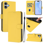 Skin Feel Solid Color Leather Phone Case with Lanyard, For iPhone 16 Pro, For iPhone 16 Plus