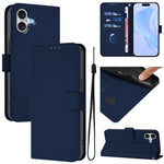 Skin Feel Solid Color Leather Phone Case with Lanyard, For iPhone 16 Pro, For iPhone 16 Plus