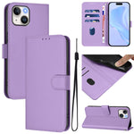 Skin Feel Solid Color Leather Phone Case with Lanyard, For iPhone 14 / 13, For iPhone 14 Pro