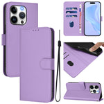 Skin Feel Solid Color Leather Phone Case with Lanyard, For iPhone 14 / 13, For iPhone 14 Pro