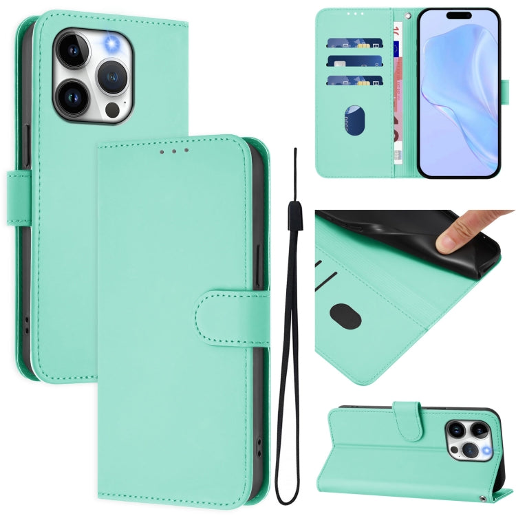Skin Feel Solid Color Leather Phone Case with Lanyard, For iPhone 14 / 13, For iPhone 14 Pro
