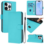 Skin Feel Solid Color Leather Phone Case with Lanyard, For iPhone 14 / 13, For iPhone 14 Pro