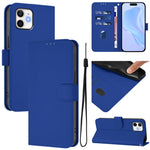 Skin Feel Solid Color Leather Phone Case with Lanyard, For iPhone 13 mini, For iPhone 12 / 12 Pro