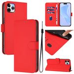 Skin Feel Solid Color Leather Phone Case with Lanyard, For iPhone 11 Pro Max, For iPhone 11