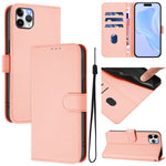 Skin Feel Solid Color Leather Phone Case with Lanyard, For iPhone 11 Pro Max, For iPhone 11