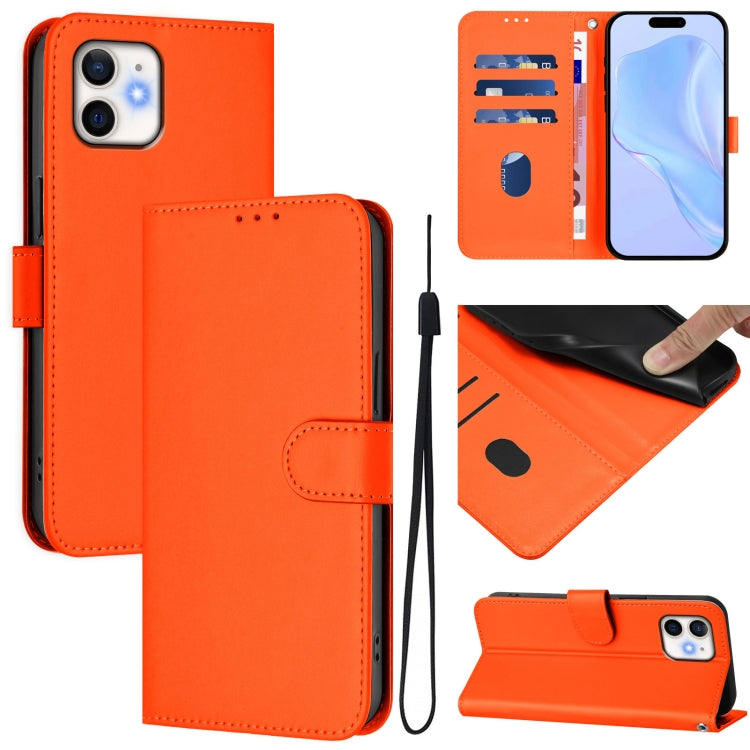 Skin Feel Solid Color Leather Phone Case with Lanyard, For iPhone 11 Pro Max, For iPhone 11