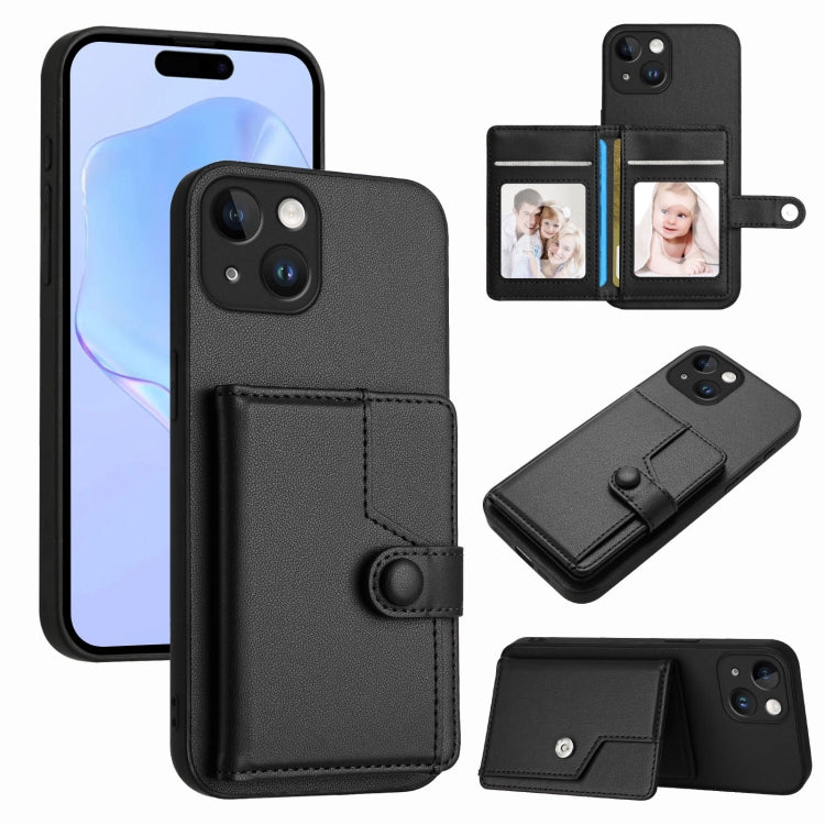 Button Card Bag RFID Anti-theft Phone Case, For iPhone SE 2022 / 2020, For iPhone 13 Pro Max, For iPhone 13 Pro, For iPhone 13, For iPhone 13 mini, For iPhone 12, For iPhone 12 Pro Max, For iPhone 12 Pro
