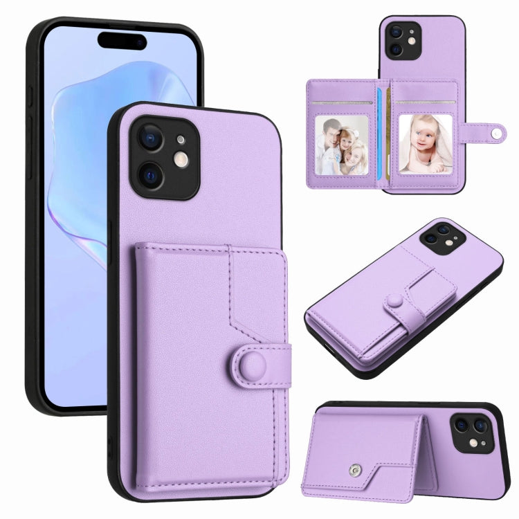 Button Card Bag RFID Anti-theft Phone Case, For iPhone SE 2022 / 2020, For iPhone 13 Pro Max, For iPhone 13 Pro, For iPhone 13, For iPhone 13 mini, For iPhone 12, For iPhone 12 Pro Max, For iPhone 12 Pro