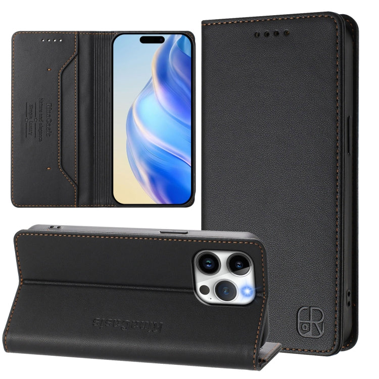 RC01 Dual-Folded Magnetic Suction RFID Leather Phone Case, For iPhone 13 Pro Max, For iPhone 13 Pro, For iPhone 13 mini, For iPhone 12 / 12 Pro, For iPhone 12 Pro Max, For iPhone 12 mini