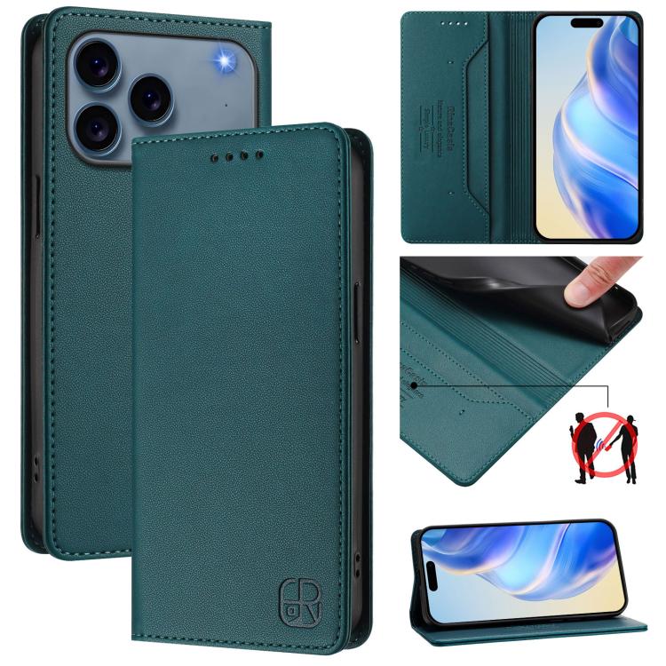 RC01 Dual-Folded Magnetic Suction RFID Leather Phone Case, For iPhone 17e / 16e, For iPhone 17 Pro Max, For iPhone 17 Pro, For iPhone 17, For iPhone Air, For iPhone 16 Pro Max