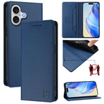 RC01 Dual-Folded Magnetic Suction RFID Leather Phone Case, For iPhone 17e / 16e, For iPhone 17 Pro Max, For iPhone 17 Pro, For iPhone 17, For iPhone Air, For iPhone 16 Pro Max