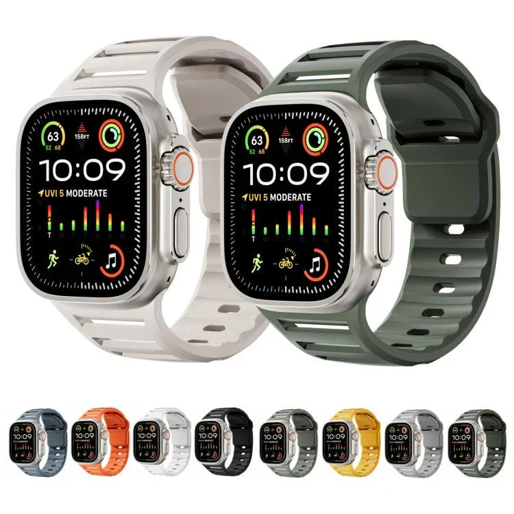 Single Nail Dual-Color Multi-hole Silicone Watch Band, For Apple Watch 46mm / 49mm / 45mm / 44mm