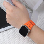 Single Nail Dual-Color Multi-hole Silicone Watch Band, For Apple Watch 46mm / 49mm / 45mm / 44mm