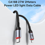 Yesido CA184 PD27W 3A USB-C / Type-C to 8 Pin Charging Data Cable, Length: 2m, CA184
