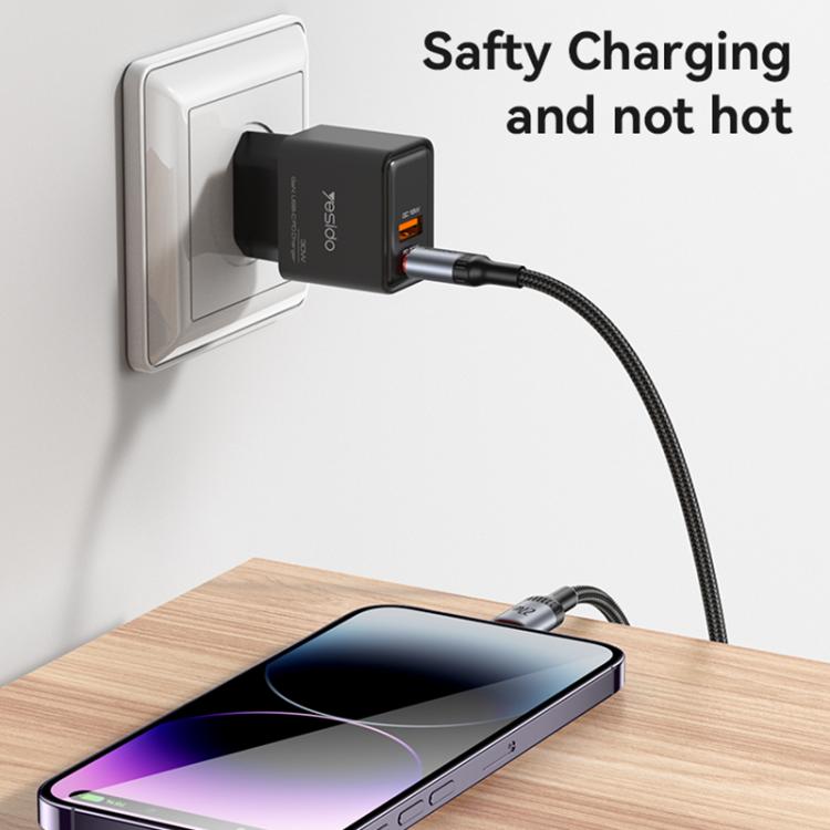 Yesido CA184 PD27W 3A USB-C / Type-C to 8 Pin Charging Data Cable, Length: 2m, CA184