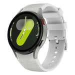 Silver Pin Buckle Leather Silicone Watch Band, For Samsung Galaxy Watch 7 / 6 / 5 / 4