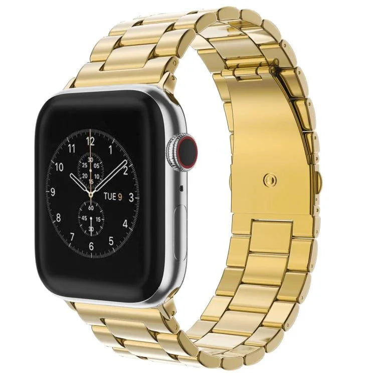 xDfind Three Beads Fold Buckle Stainless Steel Watch Band, For Apple Watch 46mm / 49mm / 45mm / 44mm, For Apple Watch 42mm / 41mm / 40mm / 38mm