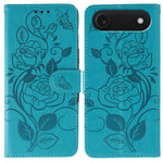 Rose Butterfly Embossed Leather Phone Case, For iPhone 17e / 16e, For iPhone 17 Pro Max, For iPhone 17 Pro, For iPhone 17, For iPhone Air