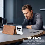Oily Leather Horizontal Magnetic Wallet Card Bag Case