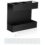 Three-grid Straw Cutlery Metal Storage Rack Kitchen Organizer, without Soft Magnetic Sheet, with 9pcs Soft Magnetic Sheet