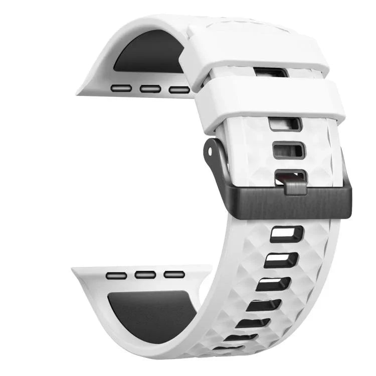 Diamond Texture Two Color Silicone Watch Band, For Apple Watch 46mm / 49mm / 45mm / 44mm