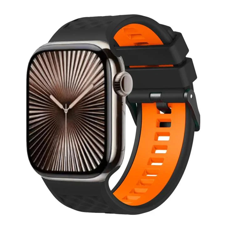 Diamond Texture Two Color Silicone Watch Band, For Apple Watch 46mm / 49mm / 45mm / 44mm