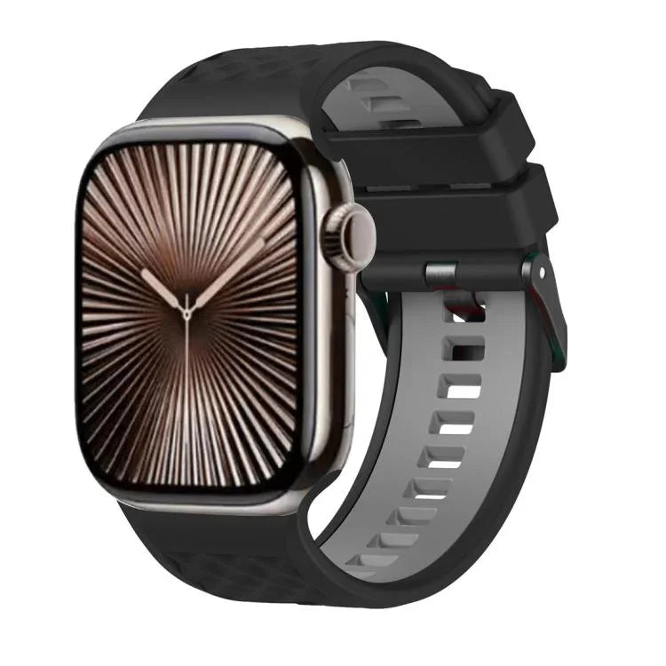 Diamond Texture Two Color Silicone Watch Band, For Apple Watch 46mm / 49mm / 45mm / 44mm