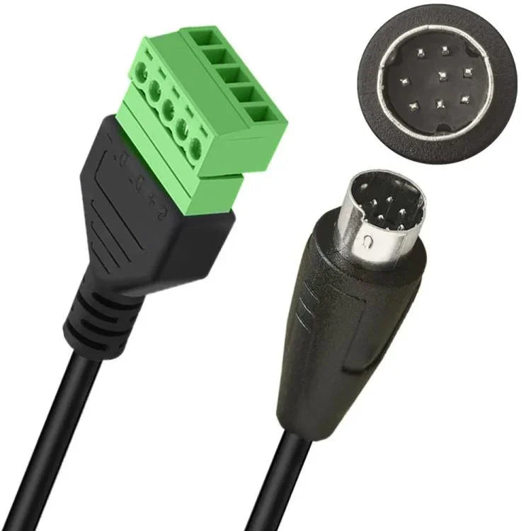 S-Video 8 Pin Male to 5 Pin Female Bolt Screw with Shield Terminals Pluggable Type Adapter Cable, 0.3m