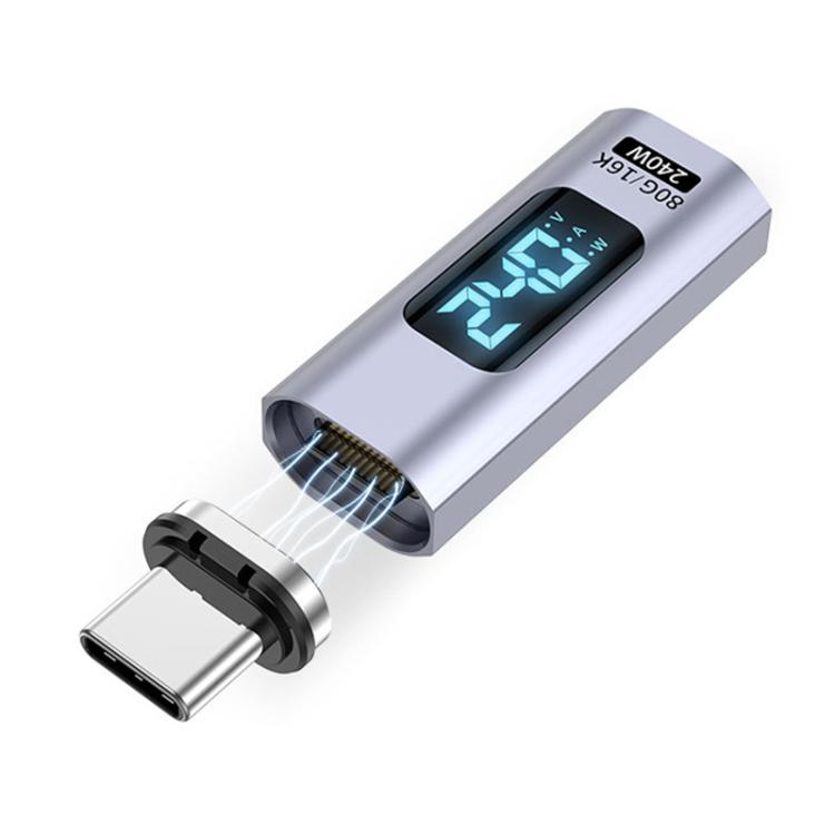 Type-C Male to Female PD240W 80Gbps 60K Digital Magnetic Suction Adapter, Straight Head, Elbow Head