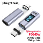 Type-C Male to Female PD240W 80Gbps 60K Digital Magnetic Suction Adapter, Straight Head, Elbow Head