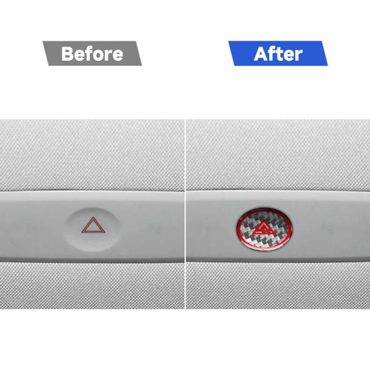 For Tesla Model 3 2023- Carbon Fiber Car Emergency Light Button with Label Decorative Sticker, Car Emergency Light Button, Car Emergency Light Button with Label