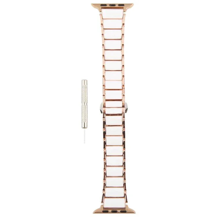 Three Beads Ceramics 18mm Steel Watch Band, For Apple Watch 46mm / 49mm / 45mm / 44mm, For Apple Watch 42mm / 41mm / 40mm / 38mm