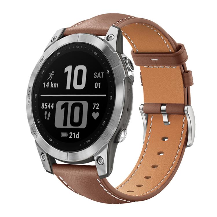 xDfind Flat Head Black Shark Fine Grain Leather Watch Band, For Garmin Fenix 8/7/6/5 22mm 20mm, For Garmin Fenix 8/7X/6X/5X 26mm 22mm, For Garmin Forerunner 220/735/735XT/230/235 20mm, For Garmin Forerunner 35/30/35j 20mm