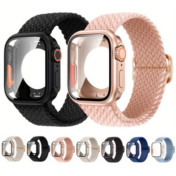 Ladder Buckle Loop Nylon Watch Band with Change to Ultra 49mm Film PC Cover, For Apple Watch Series 44mm, For Apple Watch Series 40mm, For Apple Watch Series 10 / 11 46mm, For Apple Watch Series 10 / 11 42mm, For Apple Watch Series 45mm                ...