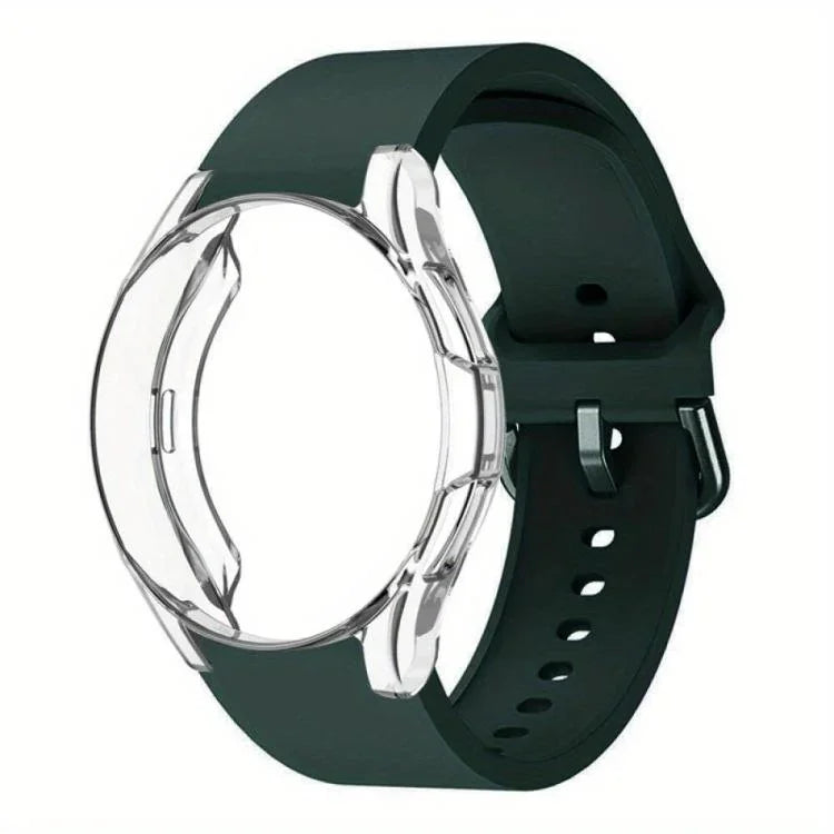 Silicone Watch Band with TPU Case, For Samsung Galaxy Watch 7 44mm, For Samsung Galaxy Watch 7 40mm, For Samsung Galaxy Watch 4 Classic 46mm, For Samsung Galaxy Watch 4 Classic 42mm