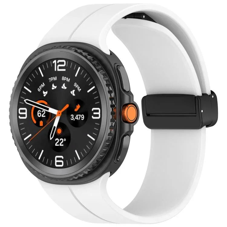 xDfind Fold Black Buckle Magnetic Silicone Watch Band, For Samsung Galaxy Watch8 / Watch8 Classic