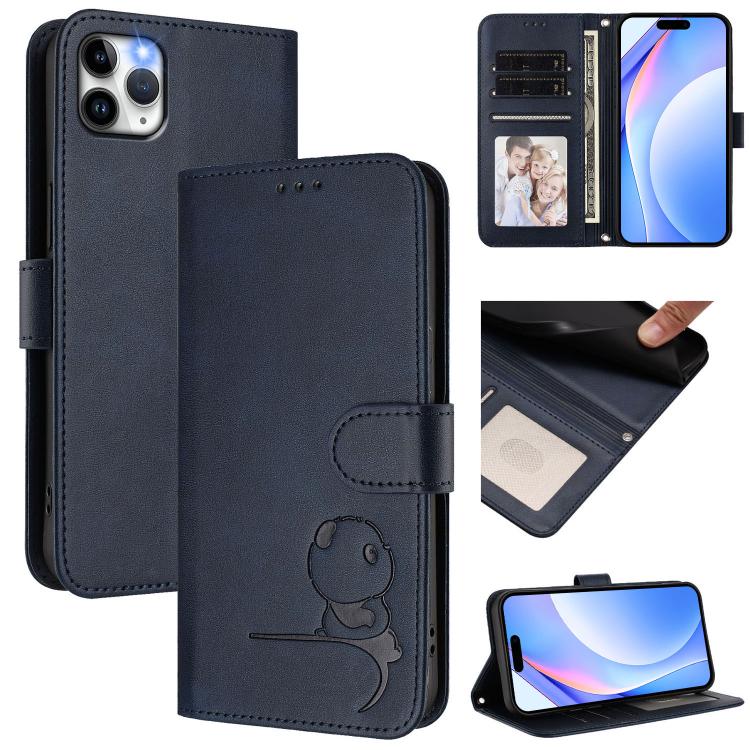 Litter Panda Embossing RFID Leather Phone Case with Lanyard, For iPhone 11 Pro Max, For iPhone 11, For iPhone 11 Pro, For iPhone X / XS, For iPhone XR, For iPhone XS Max, For iPhone 8 Plus / 7 Plus