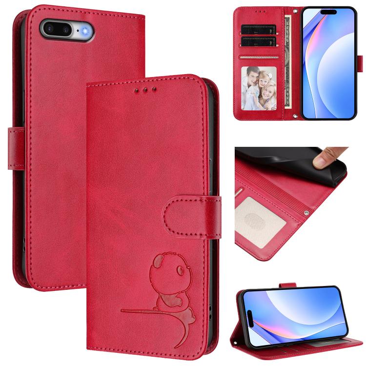 Litter Panda Embossing RFID Leather Phone Case with Lanyard, For iPhone 11 Pro Max, For iPhone 11, For iPhone 11 Pro, For iPhone X / XS, For iPhone XR, For iPhone XS Max, For iPhone 8 Plus / 7 Plus