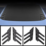 1 Pair Car Rear Windshield Air Cent Shark Fin Decorative Sticker, Carbon Pattern, Bright Black