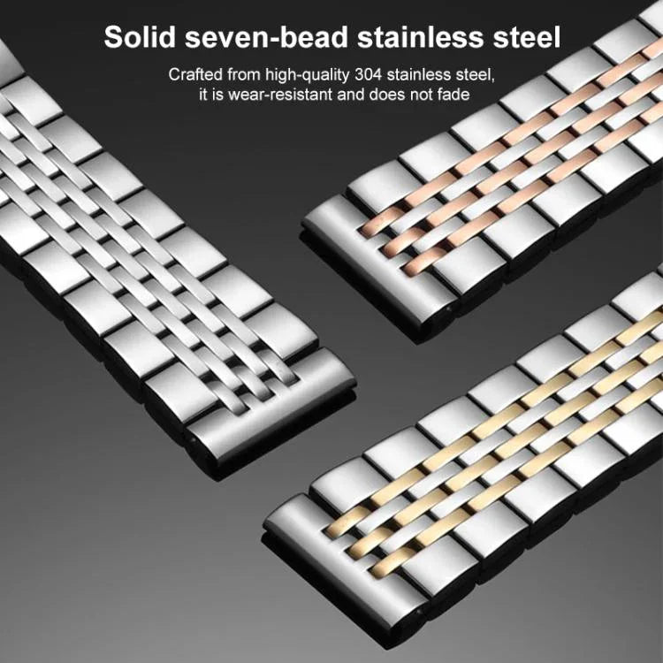 xDfind Seven-bead Solid Stainless Steel Watch Band, For Apple Watch 42 / 44 / 45 / 46 / 49mm 22mm, For Apple Watch 38 / 40 / 41 / S10 42mm 20mm