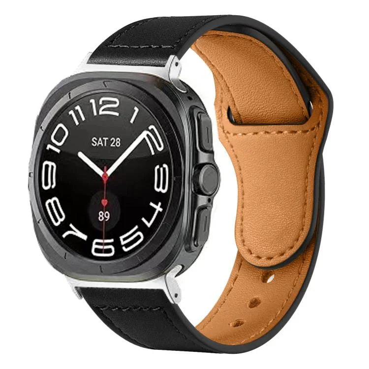 Rivet Reverse Buckle Leather Watch Band, For Samsung Galaxy Watch Ultra 47mm / Ultra 2025