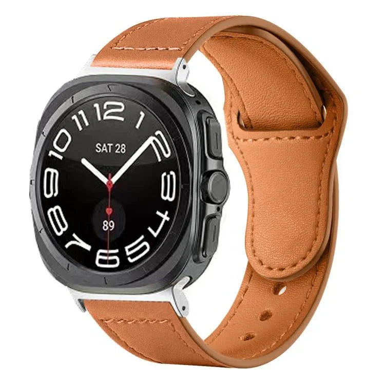 Rivet Reverse Buckle Leather Watch Band, For Samsung Galaxy Watch Ultra 47mm / Ultra 2025