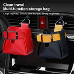 Car Air Vent PU Leather Storage Hanging Bag