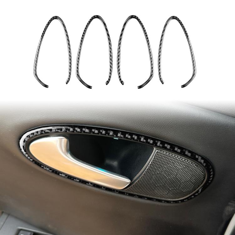 4pcs/Set Carbon Fiber Car Inner Door Handle Panel Decorative Sticker for SEAT Leon 2005-2012, Left and Right Driver, Inner Door Handle Panel