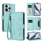 Butterfly Love Flower Multi-card Zipper Wallet Leather Phone Case, For iPhone 15, For iPhone 14 Plus, For iPhone 14 / 13, For iPhone 14 Pro, For iPhone 14 Pro Max, For iPhone 7 / 8 / SE 2022