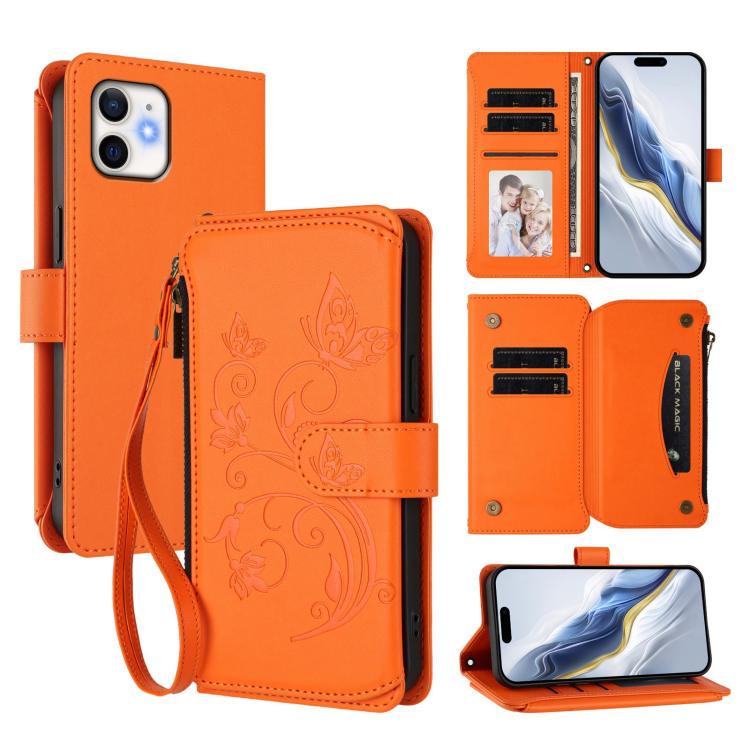 Butterfly Love Flower Multi-card Zipper Wallet Leather Phone Case, For iPhone 11 Pro Max, For iPhone 11, For iPhone 11 Pro, For iPhone X / XS, For iPhone XR, For iPhone XS Max