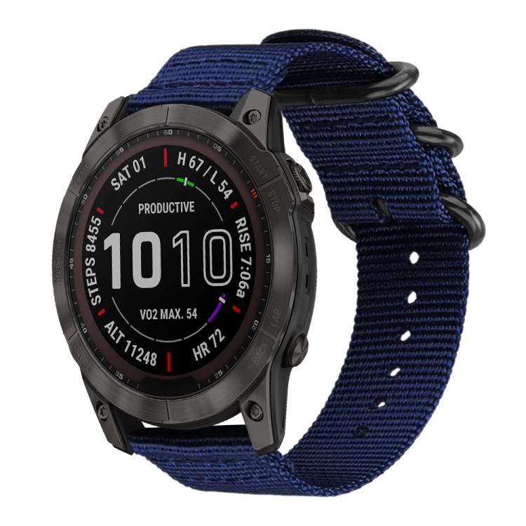 xDfind Ring Buckle Nylon Canvas Watch Band, For Garmin Fenix 8/7X/6X/5X 26mm, For Garmin Fenix 8/7/6/5 22mm, For Garmin Forerunner 235/220/620/630, For Garmin Forerunner 35 / 30 / 35J